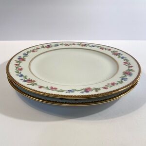 Raynaud Limoges France Country Flowers 2 10 1/8” Dinner Plates Porcelain China